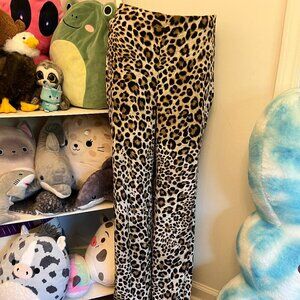 Rachel Roy Leopard Print Wide Leg Pants Size Four Animal Print Trousers